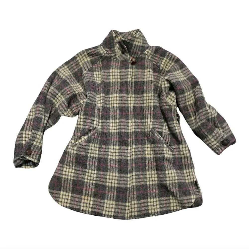 Woolrich | Woolrich Woman Vintage Gray Plaid Zip Wool Blend Jacket | L